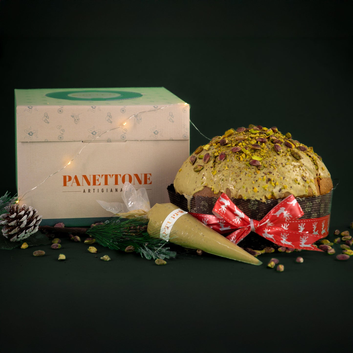 Panettone con crema di pistacchio